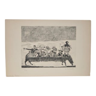 1937 Vintage "The Spooky Lama" Etching by Aime Montandon For Sale