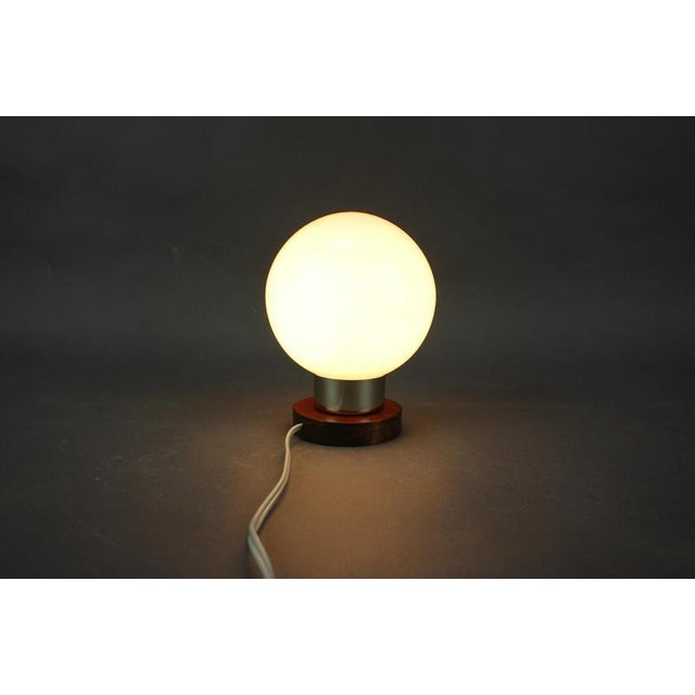 Glass Mid-Century Czech Opaline Glass Globe Table Lamp by Pokrok Žilina, 1960s For Sale - Image 7 of 9