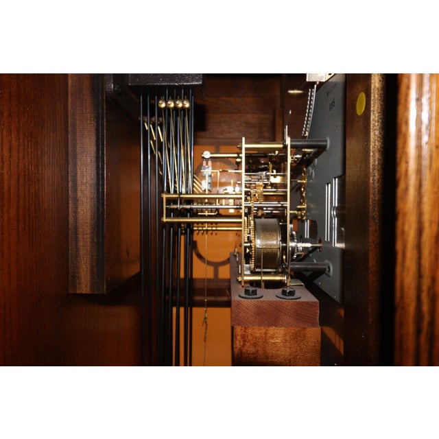 1990s Howard Miller Oak Grandfather Clock With Kieninger Triple Chime Movement and Moon Dial For Sale - Image 18 of 18