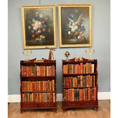Regency Open Waterfall Bookcases in Mahogany, Set of 2 For Sale - Image 10 of 10
