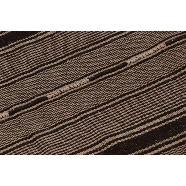 Textile Vintage Persian Kilim, Brown and Beige Geometric Striped Patterns - Rug & Kilim For Sale - Image 7 of 9