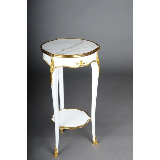 20th Century French Salon Side Table in White attributed toF. Linke For Sale - Image 6 of 12
