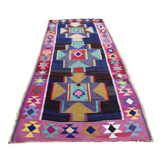 Vintage Turkish Anatolian Kilim Rug - 56.5"x144" For Sale