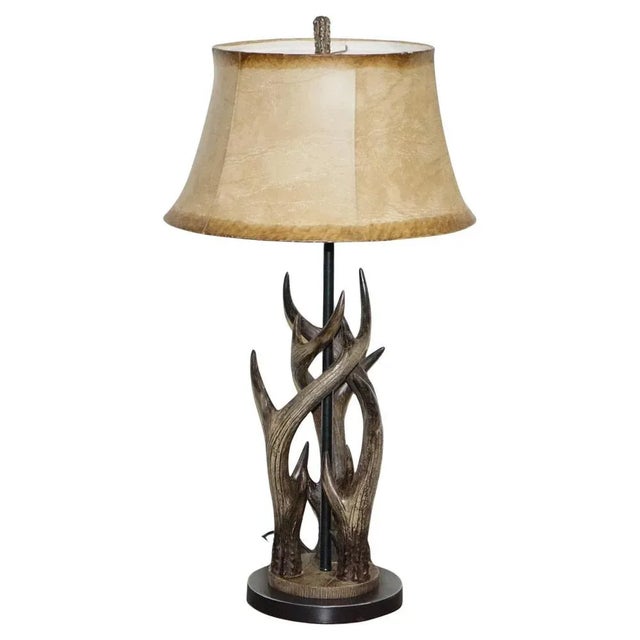 Vintage Rustic Country Faux Antler Table Lamp For Sale - Image 12 of 12