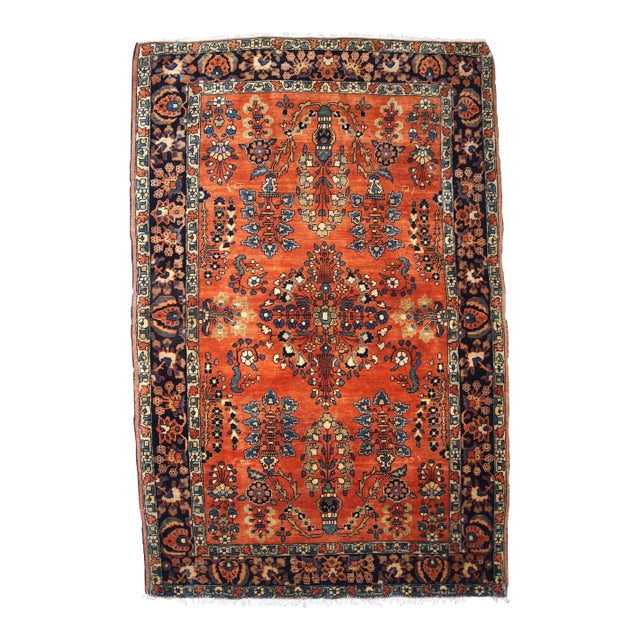 1900s, Handmade Antique Persian Sarouk Rug 3.5' X 5.5' For Sale