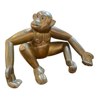 Sergio Bustamante Welded Brass Monkey Sculpture, 1970s For Sale