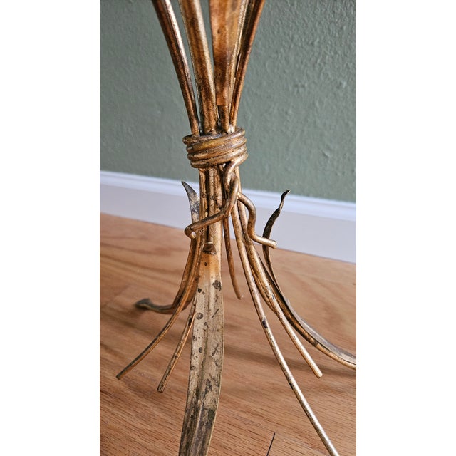 Hollywood Regency Gold Sheaf of Wheat Accent Table For Sale In Denver - Image 6 of 9