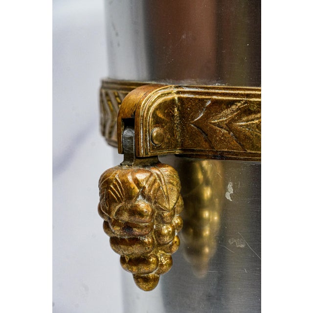1930s 1930s Incredible Art Deco Antique Aluminum Brass Wine Cooler Ice Bucket Grape Design Trophy Presentation Horse Show For Sale - Image 5 of 12