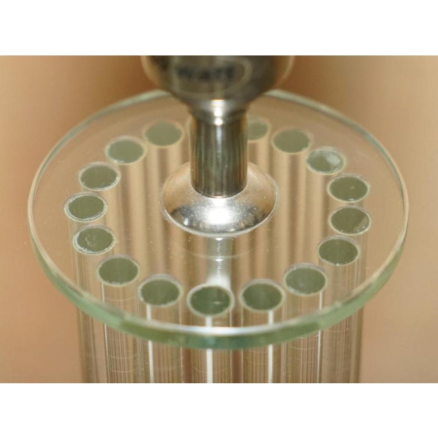 Tall Glass and Brass Column Table Lamp For Sale - Image 3 of 14