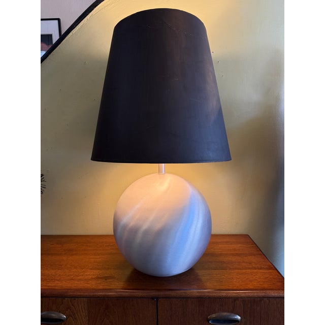 You are viewing a very cool Aluminum Ball Lamp, attributed to Russel Wright for Raymor c1930s. The design features a 14"...