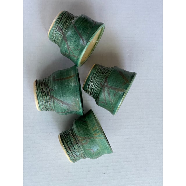 Handmade Green Nc Pottery Cups For Sale - Image 9 of 10
