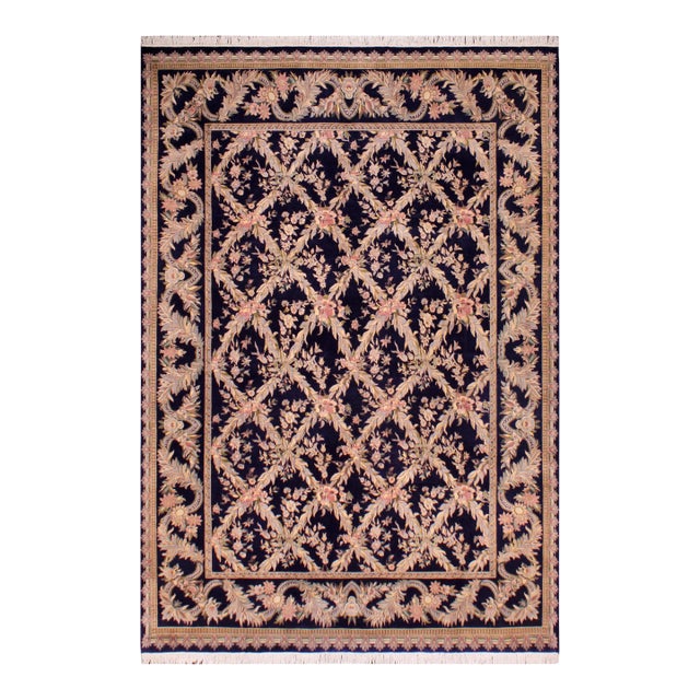 Shabby Chic Pak-Persian Blue/Gray Wool Rug - 9'2'' X 12'0'' For Sale