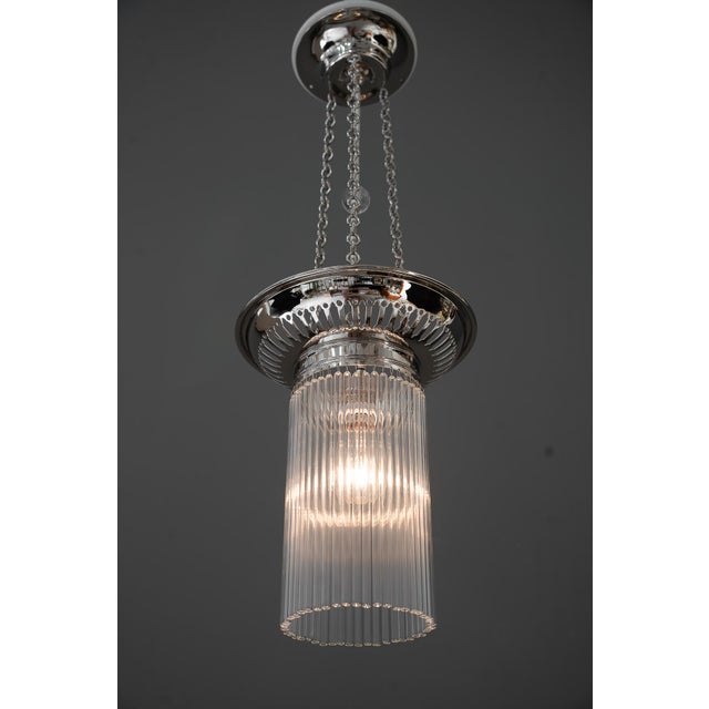 Vintage Nickel-Plated Ceiling Lamps with Glass Sticks, 1920, Set of 2 For Sale - Image 10 of 16
