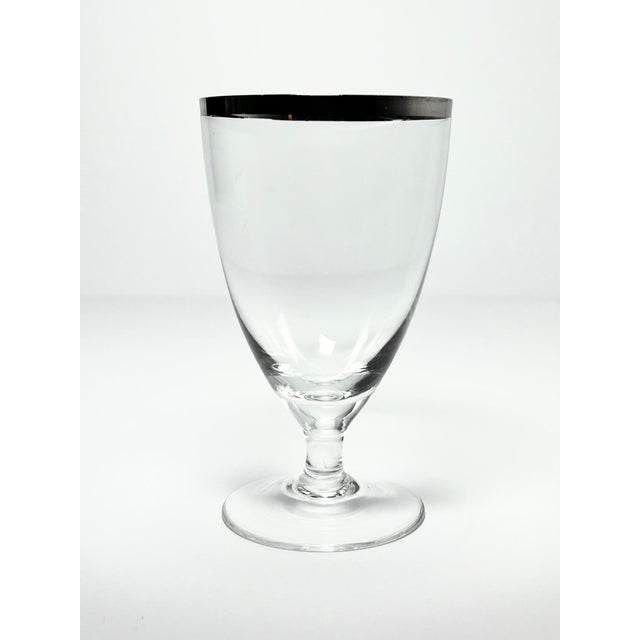 1960s Mid-Century Vintage Minimalist 3 Silver Rim Footed Juice Glasses For Sale - Image 4 of 6