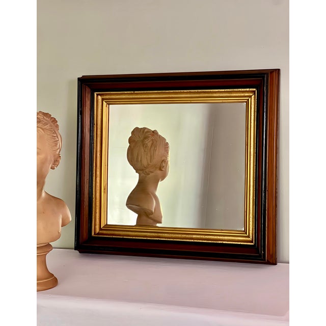 Wonderful quality antique Victorian ebonized and gilt walnut mirror with a deep frame, circa 1880. An impressive wide and...