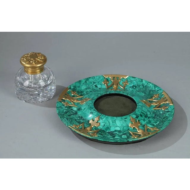 19th Century Malachite and Gilt Bronze Inkwell For Sale - Image 4 of 10