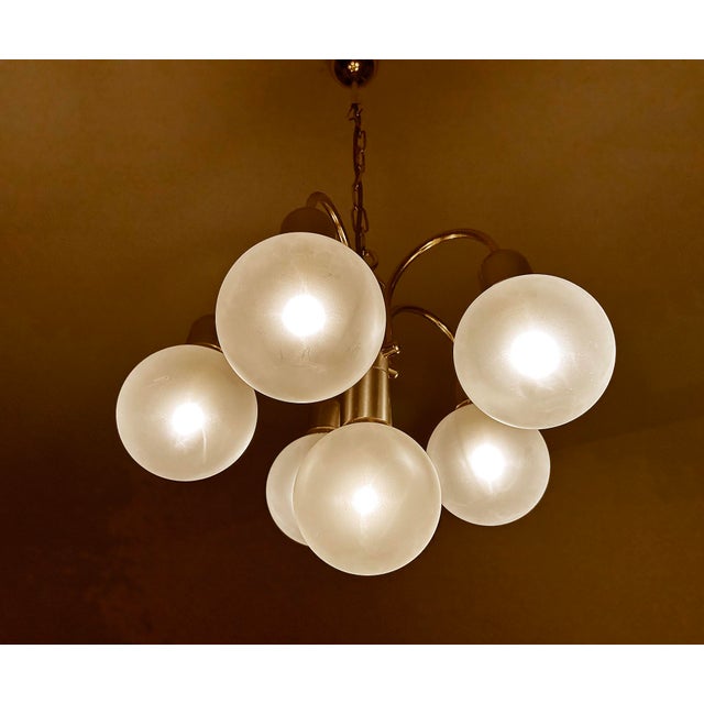 Gold Space Age Pendant Light in Glass from Honsel, 1970s For Sale - Image 8 of 18