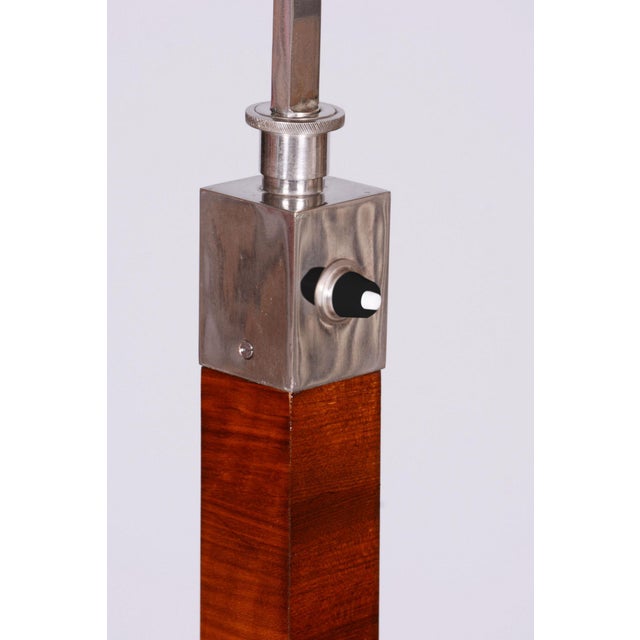 Wood Art Deco Floor Lamp in Walnut with Chrome-Plated Steel and Glass, Czechia, 1930s For Sale - Image 7 of 12
