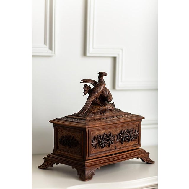 Late 19th Century Late 19th Century Wooden Cigar Box, Humidor Black Forest Walnut Wood For Sale - Image 5 of 11