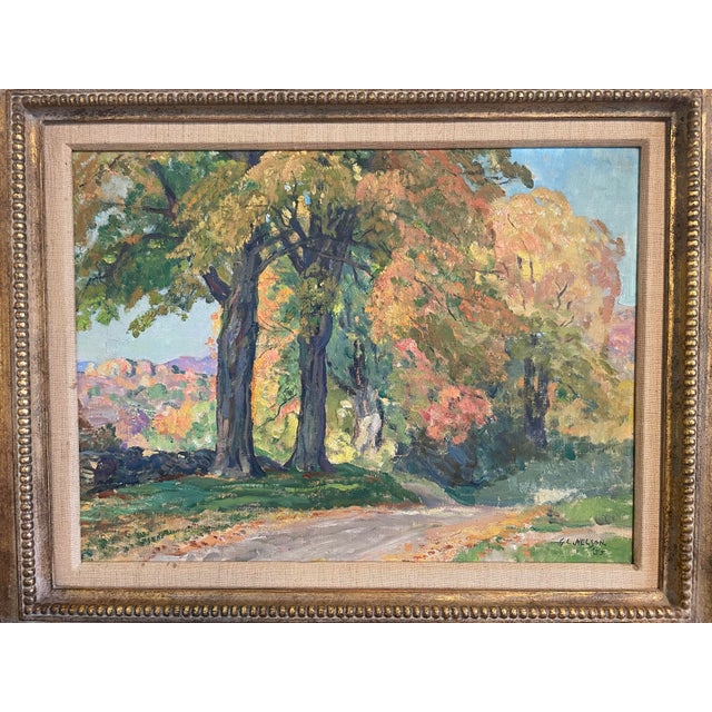 Paint "Autumn Woodland", George Laurence Nelson Original Oil Painting, 1955 For Sale - Image 7 of 10