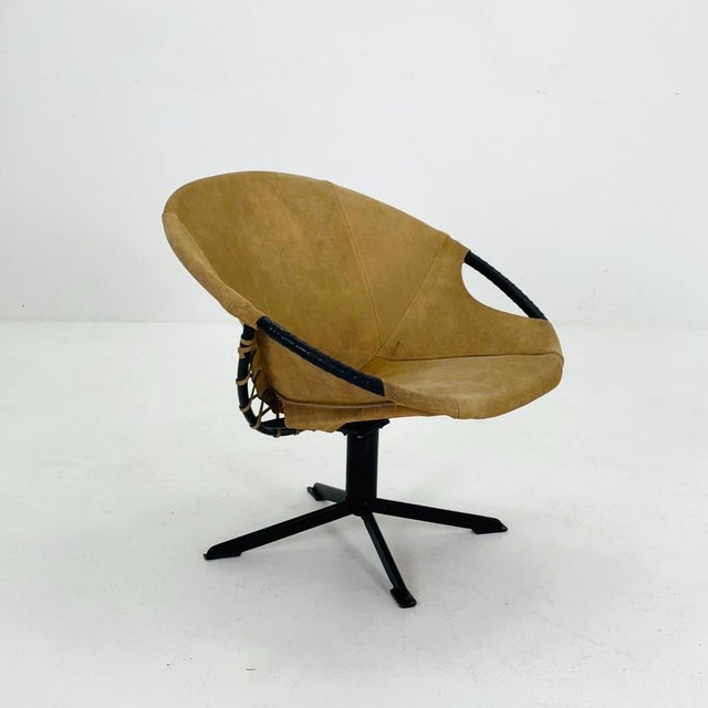 Mid-Century Modern Suede Lounge Chair with Black Iron Frame, Germany, 1960s For Sale - Image 11 of 11