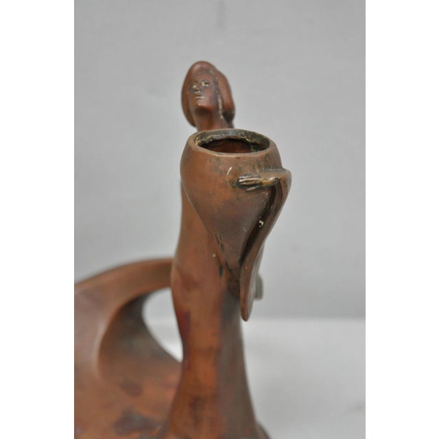 Antique Art Nouveau Austrian Bronze Woman Figural Sculpture Candlestick Holder For Sale - Image 11 of 18