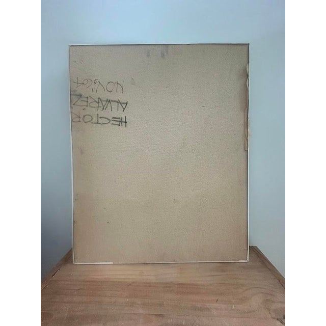 Mid-Century Modern Vintage Oil on Corkboard For Sale - Image 3 of 3