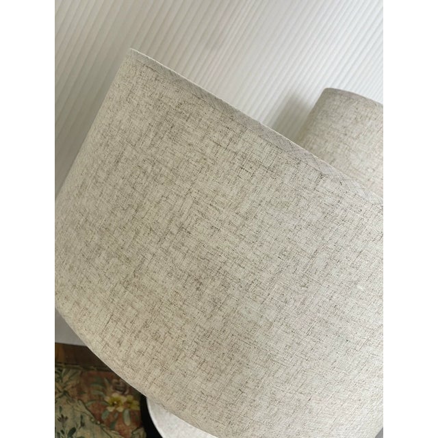 Double-Shade Linen Fabric Lamp For Sale - Image 6 of 7