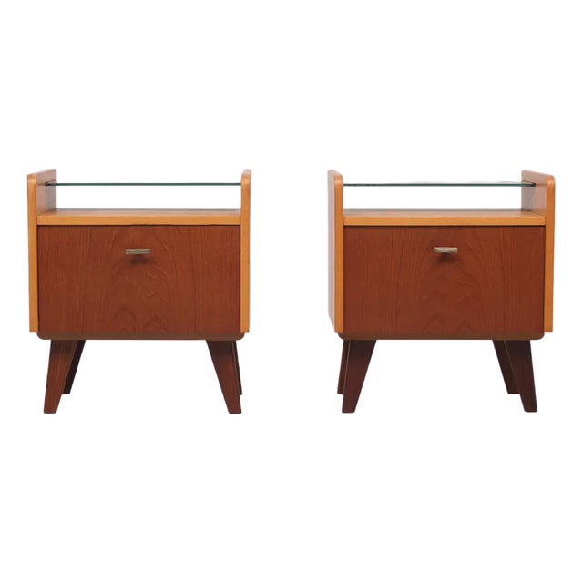 Mid-Century Dutch Teak Nightstands, 1960s, Set of 2 For Sale