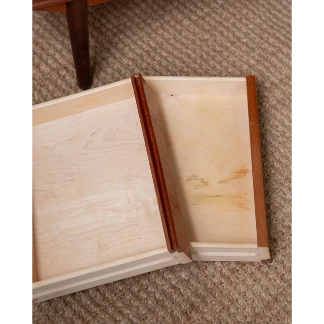 1960s Attributed to Gunnar Falsig Teak Sliding Glass Door Petite Secretary Desk For Sale In Columbus - Image 6 of 18