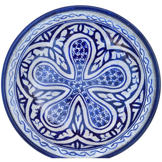 Early 20th Century Handmade Blue-Patterned Moorish Ceramic Lidded Bowl For Sale - Image 10 of 11