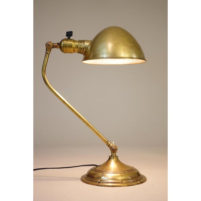 Metal 1920s Rare Early Art Deco Industrial Machine Age Brass Elegant Articulating Lamp O C White Faries Era For Sale - Image 7 of 12