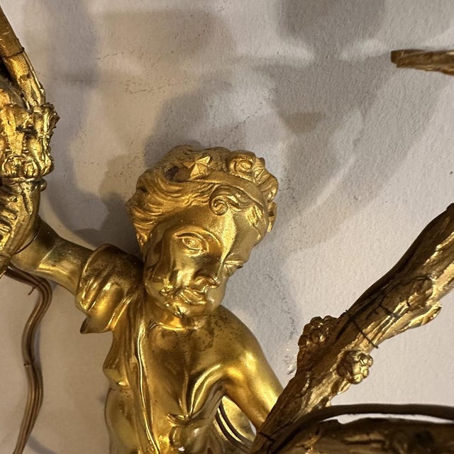 Napoleon III Louis XV Apply Cherub, Ormolú , France, 19th Century For Sale - Image 13 of 18