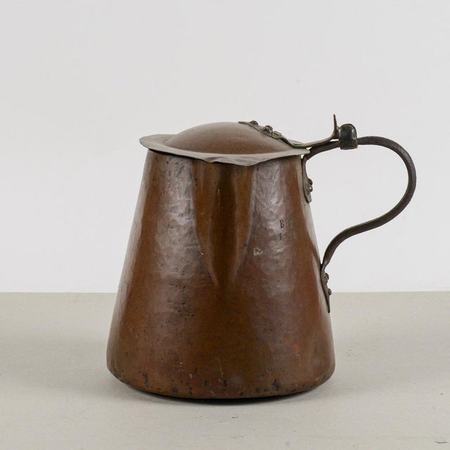 Copper Jug ​​with Lid and Handles, Early 20th Century For Sale - Image 4 of 9