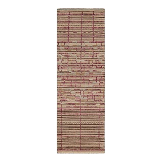 2010s Rug & Kilim’s Moroccan Style Runner in Beige-Brown and Pink Geometric Patterns For Sale