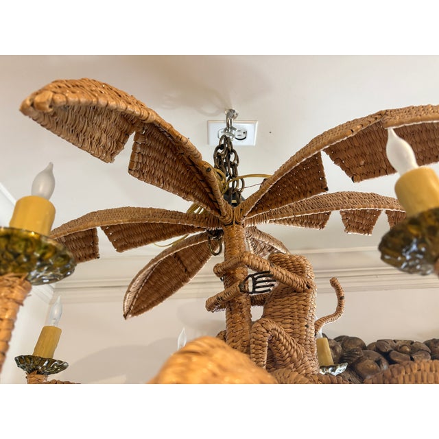1960s Mario Torres Palm Tree Chandelier With Monkey For Sale - Image 9 of 14