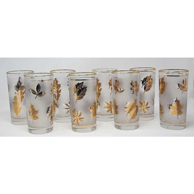 Elegant exquisite vintage set of eight Collins glasses designed by Fred Press. Set includes eight highball glasses in a...