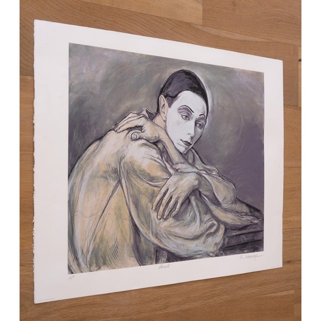Artist's proof of American artist Sheldon C. Schoneberg's artwork titled "Pierrot." Printed in Paris, France. This print...