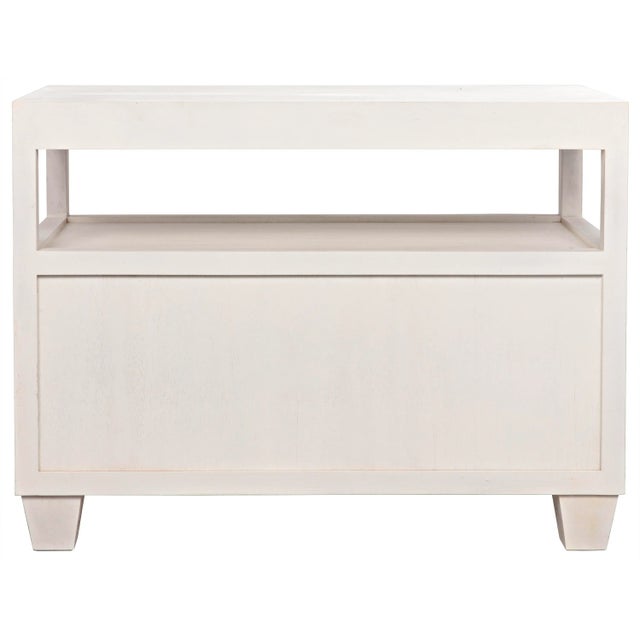 NOIR 2-Drawer Side Table with Sliding Tray in White Wash For Sale - Image 9 of 10