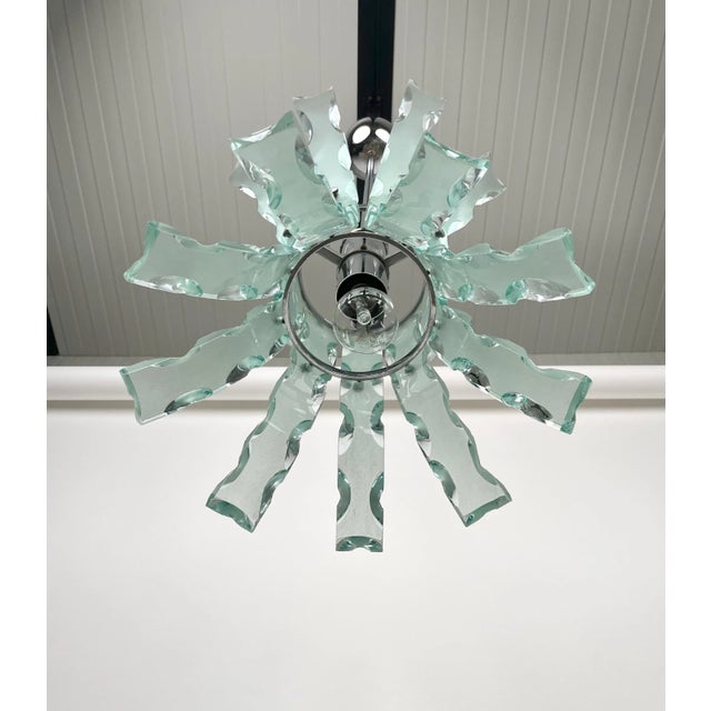 Art Glass & Steel Pendant Light by 04 Zero Quattro for Fontana Arte, Italy, 1970s For Sale - Image 9 of 11