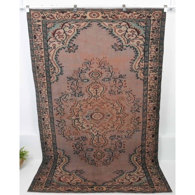 1970s Vintage Turkish Oushak Handmade Wool Cotton Brown Area Rug For Sale - Image 10 of 11