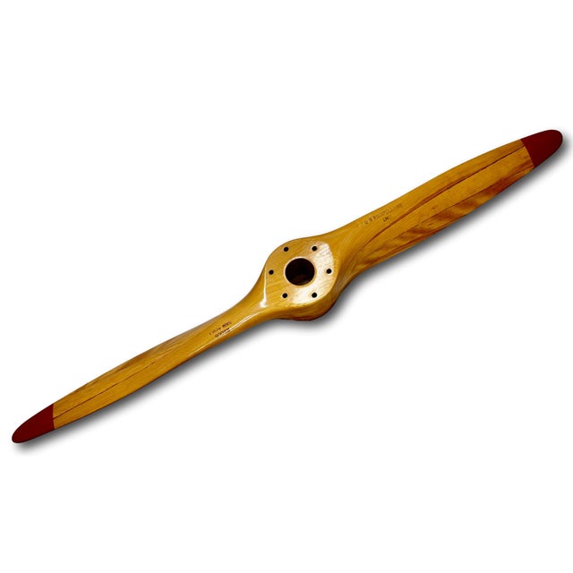 Beautiful Authentic Vintage Hand Made Maple Wood U S Propellers Inc. Airplane Propeller - 44 Inches Long For Sale - Image 4 of 18