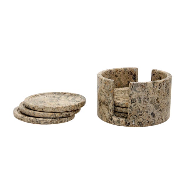 Tan Marble Coaster Set - Set of 6 For Sale