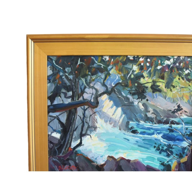 Silvio Silvestri, Listed Artist Landscape Seascape Oil Painting Including the Antiqued Gold Wood Frame For Sale - Image 4 of 10