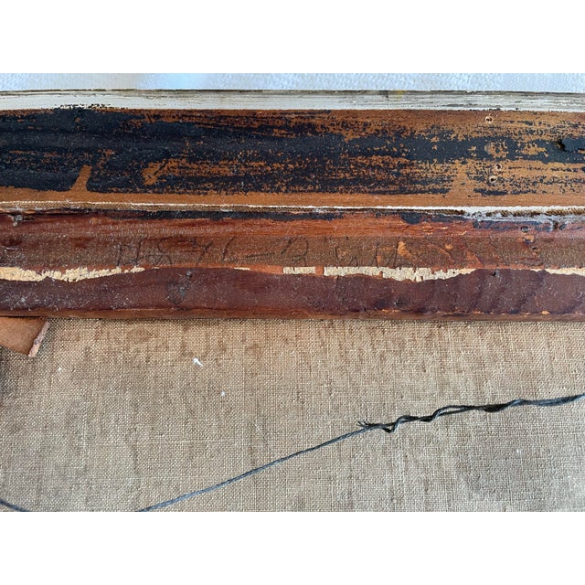 Blue Large Antique 19th Century Oil, Painting Landscape For Sale - Image 8 of 8