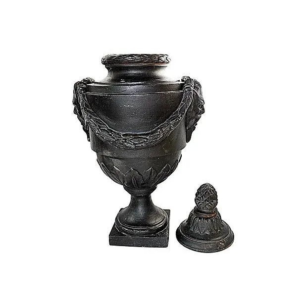 Baroque Cast Iron Outdoor Urn For Sale - Image 3 of 5