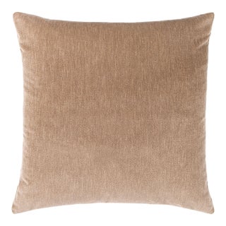 Scalamandre 22" x 22" Tudor Velvet Pillow in Fawn For Sale