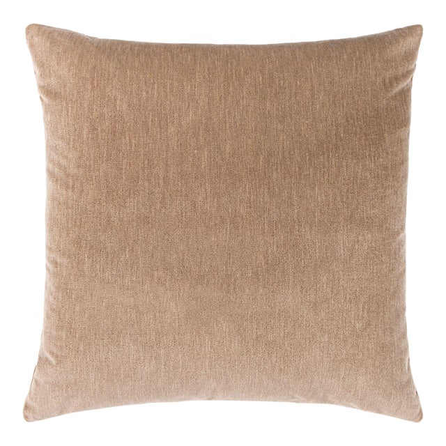 Scalamandre 22" x 22" Tudor Velvet Pillow in Fawn For Sale
