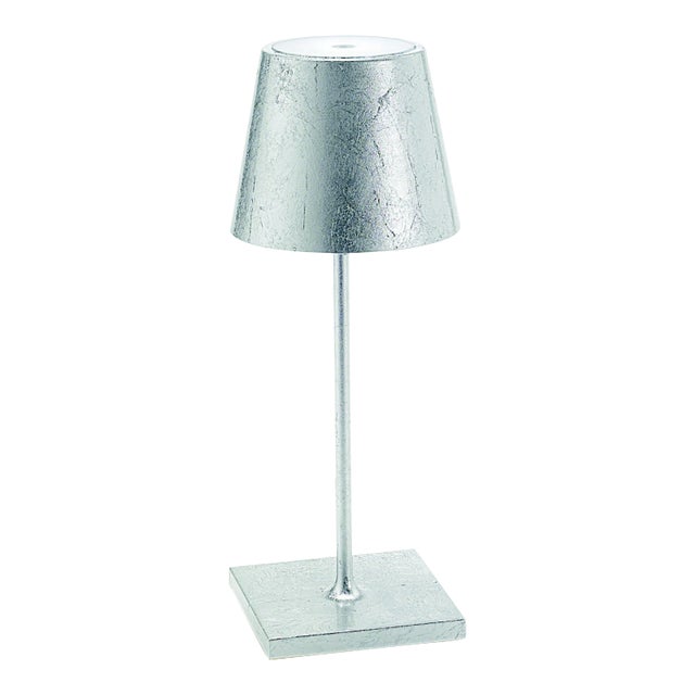 Zafferano Poldina Pro Mini Cordless Lamp in Silver Leaf For Sale