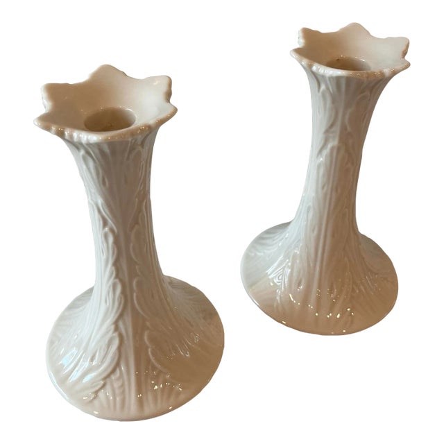 Pair of Lenox Woodland Collection Candle Holders For Sale